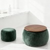 TIRAMISUBEST 2 Piece Round Chenille Ottoman Drum Stool Storage Bench Hidden Storage and MDF Desktop Panel Living Room - 2 of 4