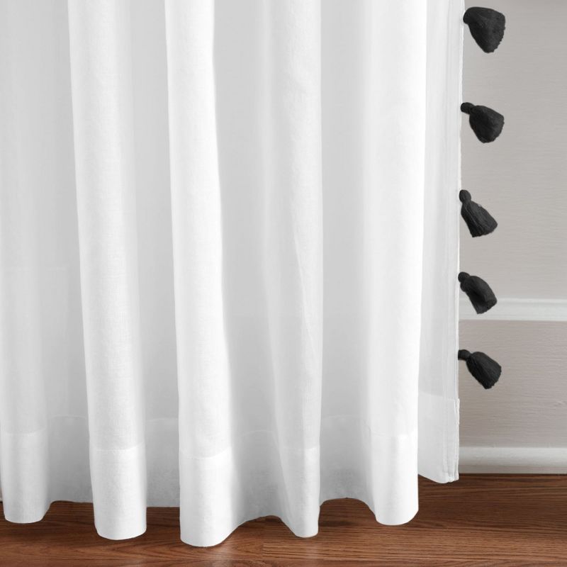 Bianca Sheer Boho Single Window Curtain Panel with Tassels - 52" x 84" - Elrene Home Fashions, 4 of 6