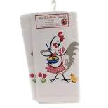 Red And White Kitchen Company Decorative Towel Chicken Flour Sack  -  2 Towels 24.00 Inches -  50'S Kitchen 100% Cotton  -  Vl87s  -  Cotton  -  White