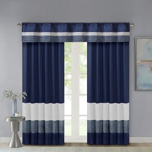 Polyoni Pintuck Light Filtering Striped Window Valance, Lightweight Textured Rod Pocket Top Valance for All Seasons - 1 of 4