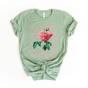 Simply Sage Market Women's Blooming With Grace Flower Short Sleeve Graphic Tee - 1 of 2