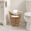 happimess Talia Classic Coastal Hand-Woven Water Hyacinth Toilet Paper Basket with Wood Bar - 2 of 4