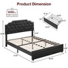 Upholstered Leather Full Size Platform Bed Frame with 2 Storage Drawers Curved Button Tufted Design Headboard Heavy Duty No Box Spring Needed, Black - 3 of 4
