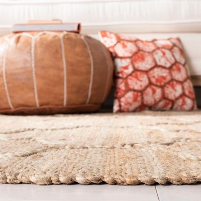 Eco-Friendly Handwoven Jute 8' Square Natural Area Rug