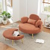 KWPZQEB Morden Sofa Chair, 61'' Sofa with Storage Ottoma & Metal Legs, Corduroy Lounge Chair for Apartment, Living Room - 2 of 4