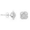 Haus of Brilliance Silver 1/2 cttw Round-cut Diamond Floral Cluster and Halo Stud Earring - 2 of 4