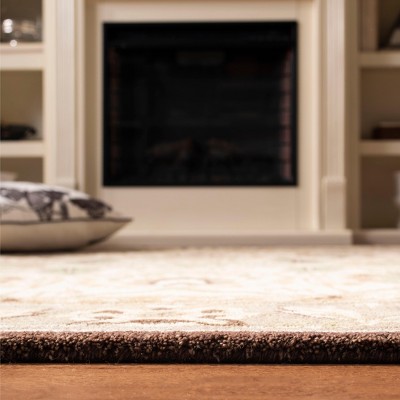 Hand-Tufted Ivory and Brown Wool Runner Rug, 2'3" x 10'