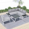 Wellfor 5pc L-Shaped Aluminum Outdoor Sectional Set with Coffee Table Gray: Patio Conversation Furniture - 2 of 4