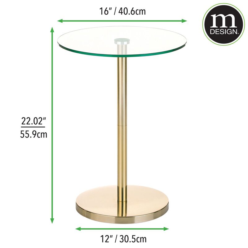 mDesign Metal/Glass Top Round Accent Side/End Drink Table Furniture, 3 of 7