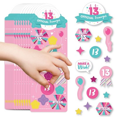 Big Dot of Happiness Girl 13th Birthday - Official Teenager Birthday Party Favor Kids Stickers - 16 Sheets - 256 Stickers