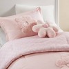 AENKYO Chenille Duvet Cover Set, Reversible Floral & Polka Dot Full/Queen Bedding, 4-Piece Hypoallergenic & Antimicrobial - 2 of 4