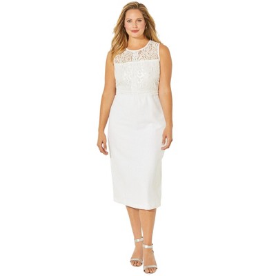 Catherines Women's Plus Size Anywear Linen & Lace Dress