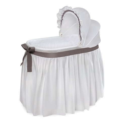 Badger Basket Wishes Oval Bassinet - Full Length Skirt - White/gray ...