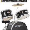 3 Piece Kids Drum Set With Cymbal-2 Drumsticks-Pedal-2 Toms-Throne Stool-Musical Instruments For Boys And Girls-Black - 3 of 4