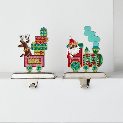 2pk Enamel Santa Train Christmas Stocking Holder - Wondershop™