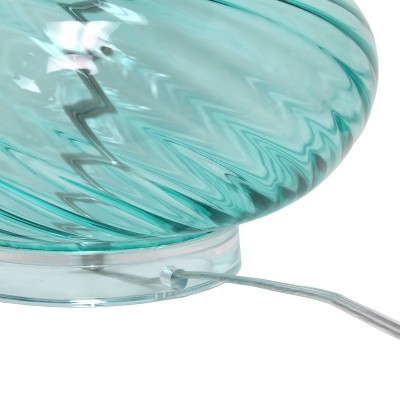 Light Blue Glass Gourd Table Lamp with White Fabric Shade