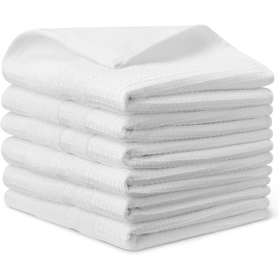 6-Pack Organic Cotton Waffle Kitchen Dish Towels, Ultra Absorbent and Quick Drying, 15 x 25 Inches