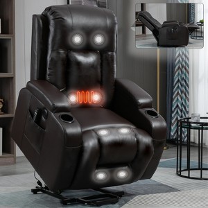 Grungis Faux Leather Lift Massage Chairs for Elderly,Recliner Chairs with 8-Point Massage and Lumbar Heating for Living Room - 1 of 4
