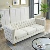 Modern Chesterfield 3-Seat Sofa, Couch with Nailhead Trim and Button Tufted Back, Velvet Sofa with Wood Frame and Metal Legs-Coolbibila - 3 of 4