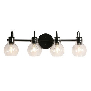 LNC Charm 28.5-in 4-Lights Matte Black with Clear Glass Modern/Contemporary Bathroom Vanity Lightss - 1 of 1