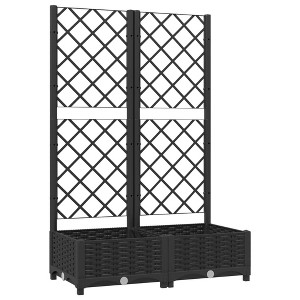 vidaXL Garden Planter with Trellis Black 31.5"x15.7"x47.8" PP - 1 of 1