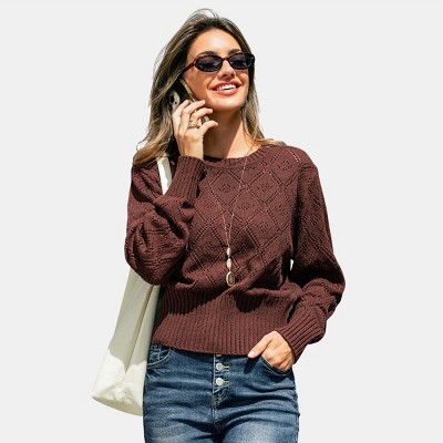 Women’s Chic Cozy Cable Crewneck Pullover Sweater -Cupshe