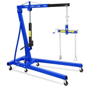 Engine Hoist, 2 Ton Hydraulic Cherry Picker - 4400LBS with Lever Stabilizer, 6 Swivel Casters, Adjustable Boom for Auto Repair - 1 of 4