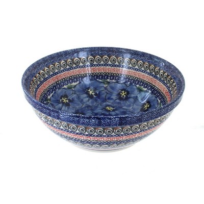 Blue Rose Polish Pottery Blue Art  Medium Serving Bowl