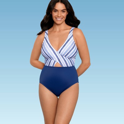 Women's Slimming Control Wrap-Front Cut Out One Piece Swimsuit - Beach Betty by Miracle Brands