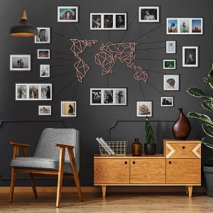 Sussexhome Geometric World Map Metal Wall Decor - Large World Map - 1 of 4