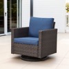 POCASSY 1 Piece Outdoor Swivel Rocker, Brown Wicker All Weather Swivel Gliding Patio Chair with Deep Seat High Back for Porch Balcony Deck - 2 of 4