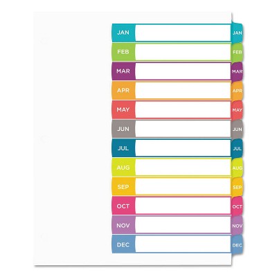 Avery Ready Index Table of Contents Dividers Multicolor Tabs Jan-Dec Letter 11847
