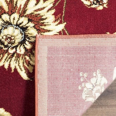 Red and Multi Synthetic Stain-Resistant Area Rug