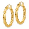 Black Bow Jewelry 4mm x 31mm Polished 14k Yellow Gold Hollow Twisted Round Hoop Earrings - 2 of 4