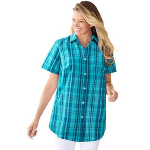 Woman Within Plus Size Petite Perfect Short Sleeve Shirt - 1 of 4