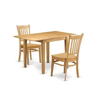 HomeStock 3-Pc Natural Brown Oak Finish Solid Wood Top Dining Table Set - 1 of 4