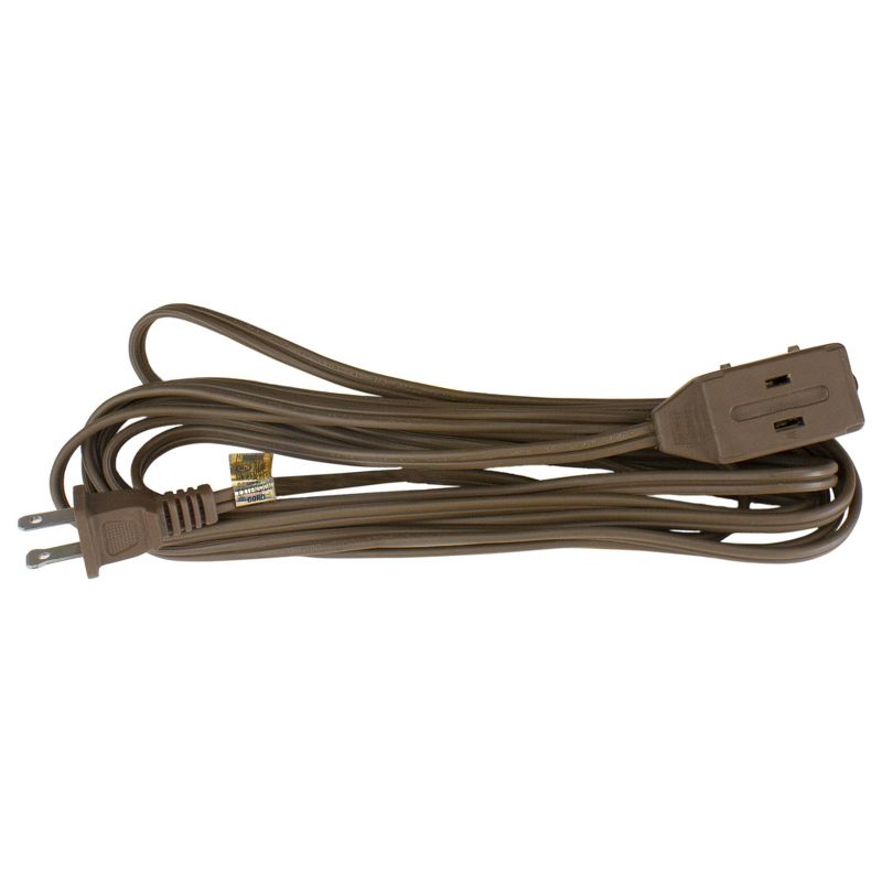 Northlight 15' Brown Indoor Power Extension Cord with 3-Outlets and Safety Lock, 1 of 4