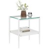 Okak Elegant Tempered Glass Coffee Table Smooth Edge 2PC, Modern Rectangle Tea End Table with Open Shelf for Small Living Room - 3 of 4