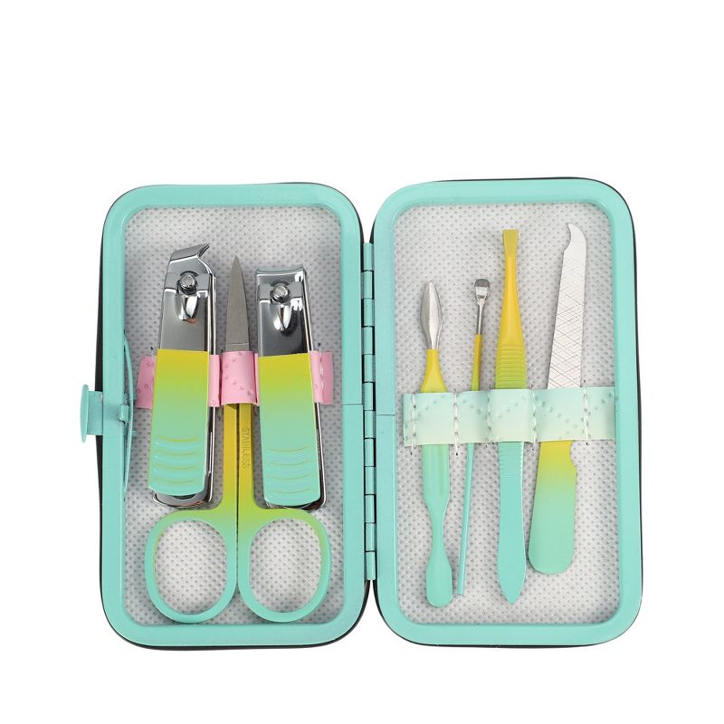 Unique Bargains Stainless Steel Manicure Nail Clippers Pedicure Tools Gradient 7 in 1 Set, 5 of 7