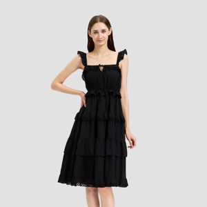 Women's Ruffle Sleeve Tiered Midi A-Line Dress - Universal Thread™ - 1 of 3