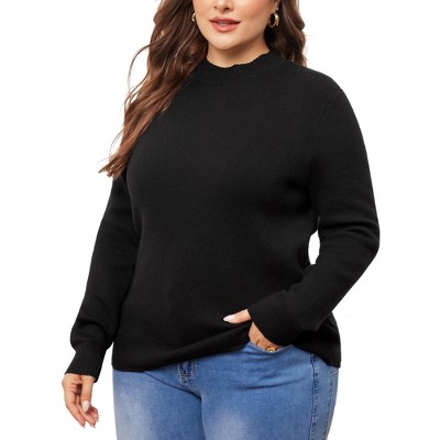 Agnes Orinda Women's Plus Size Crew Neck Long Sleeve Basic Casual Knit Pullover Sweaters
