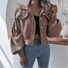 Coolmee Women's Cropped Shacket Fashion Button Down Corduroy Shacket Jackets Casual Long Sleeve Crop Jackets Tops - 3 of 4