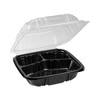 Pactiv Evergreen EarthChoice Vented Dual Color Microwavable Hinged Lid Container, 3-Compartment, 21oz, 8.5x8.5x3, Black/Clear, Plastic, 150/CT - 2 of 4