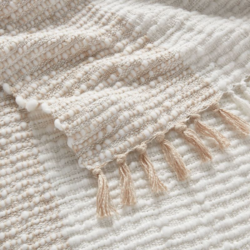 Chunky Woven Color Block Bed Throw White/Natural - Threshold&#8482;, 4 of 5