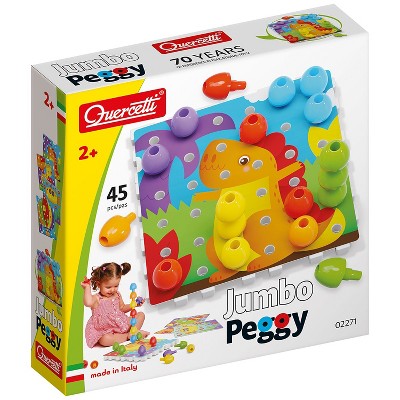Quercetti: Jumbo Peggy - Peg Stacking Toy, 9 Boards, Animal & Nature Scenes