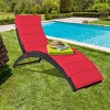 Costway 2PCS Folding Patio Rattan Lounge Chair Chaise Cushioned Portable Garden Lawn Red - 2 of 4