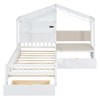 Twin Size House Bed with Upholstered Sofa House Bed with Charging Station Wireless Charging Shelves and Two Drawers White - 3 of 4