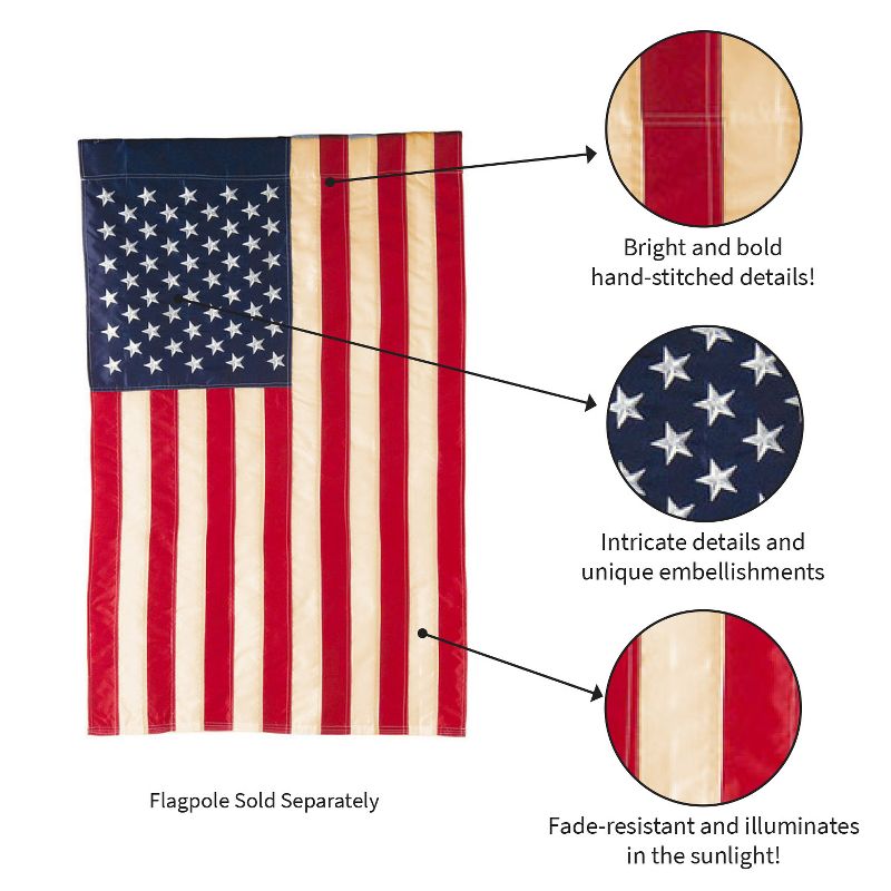 Evergreen Patriotic American Flag Tea Stained Garden Applique Flag 12.5 x 18 Inches Indoor Outdoor Decor, 6 of 8