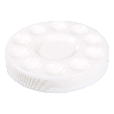 Juvale 12 Pack Plastic Paint Palette, Art Supplies, White, 6.7"