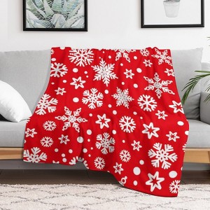 Christmas Snowflakes Pattern Christmas Throw Blanket Soft Fleece Christmas Blanket Cozy Flannel Throw for Couch Bed 60x80 inches - 1 of 1